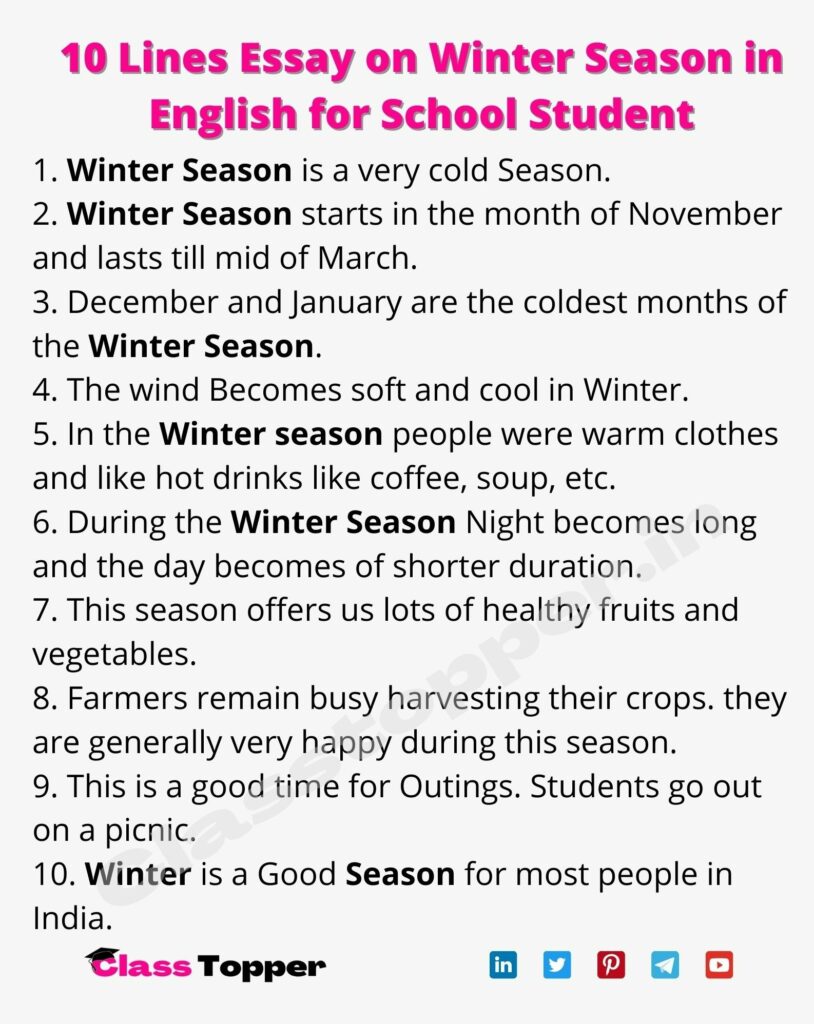 Short Essay On Winter Season In Hindi For School Student