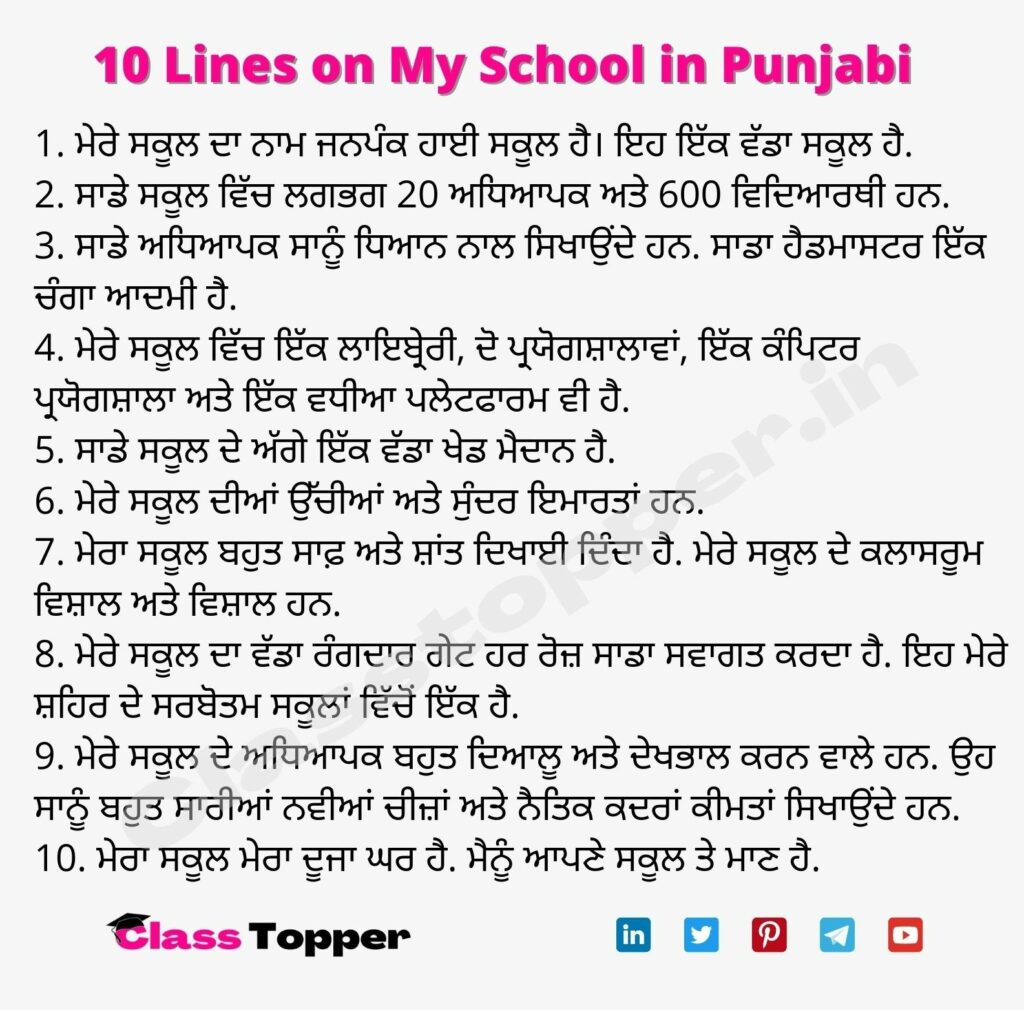 10 Lines on My School in Punjabi