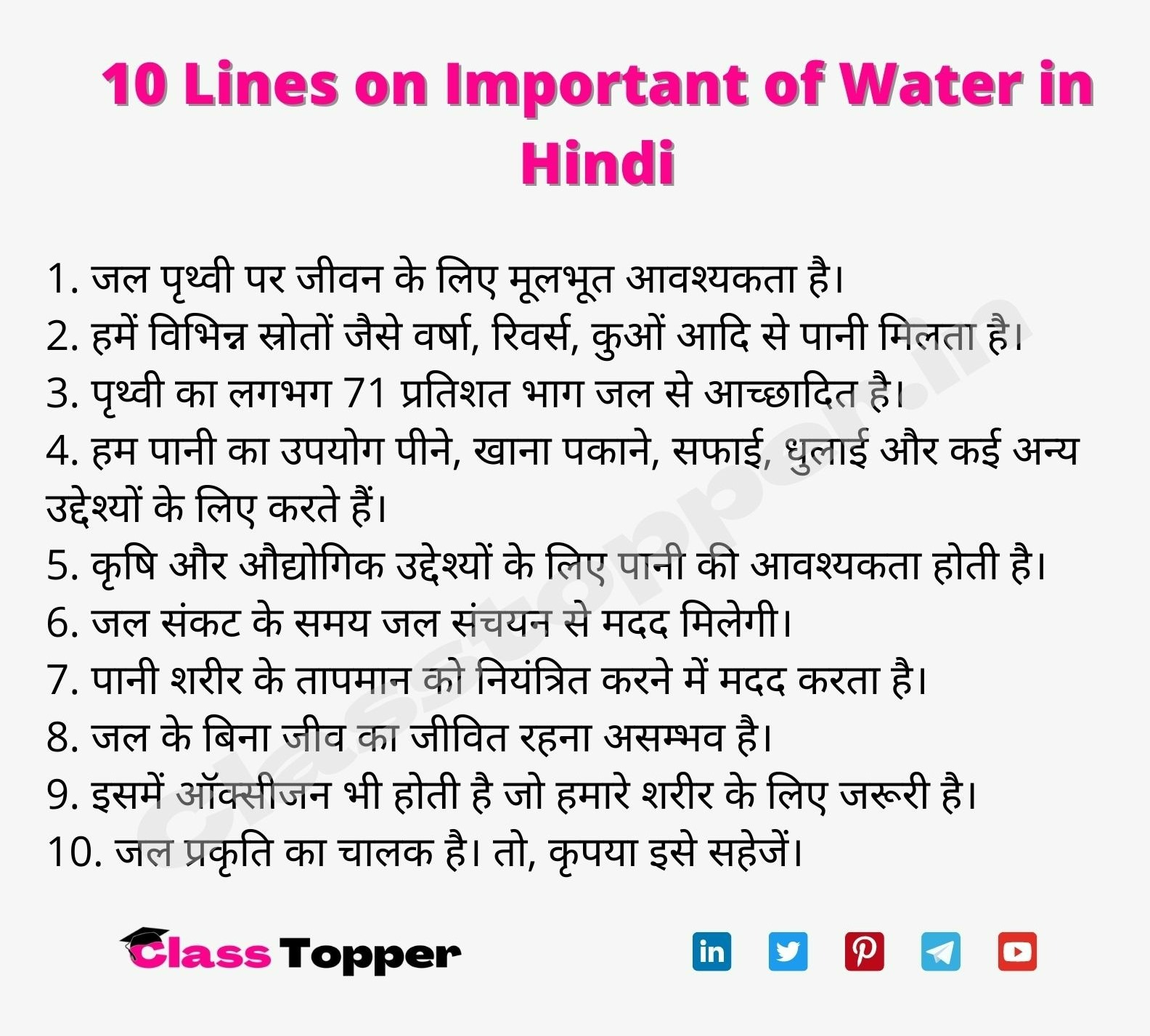 essay on water importance in hindi