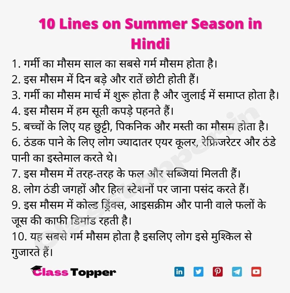 summer season topic in hindi