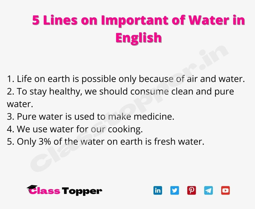5 Lines on Important of Water in English