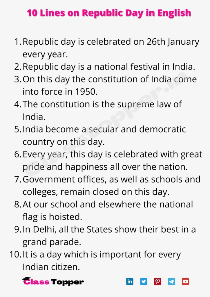10 Lines on Republic Day in English