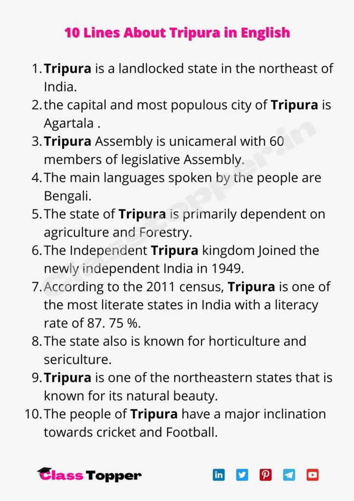 10 Lines About Tripura in English