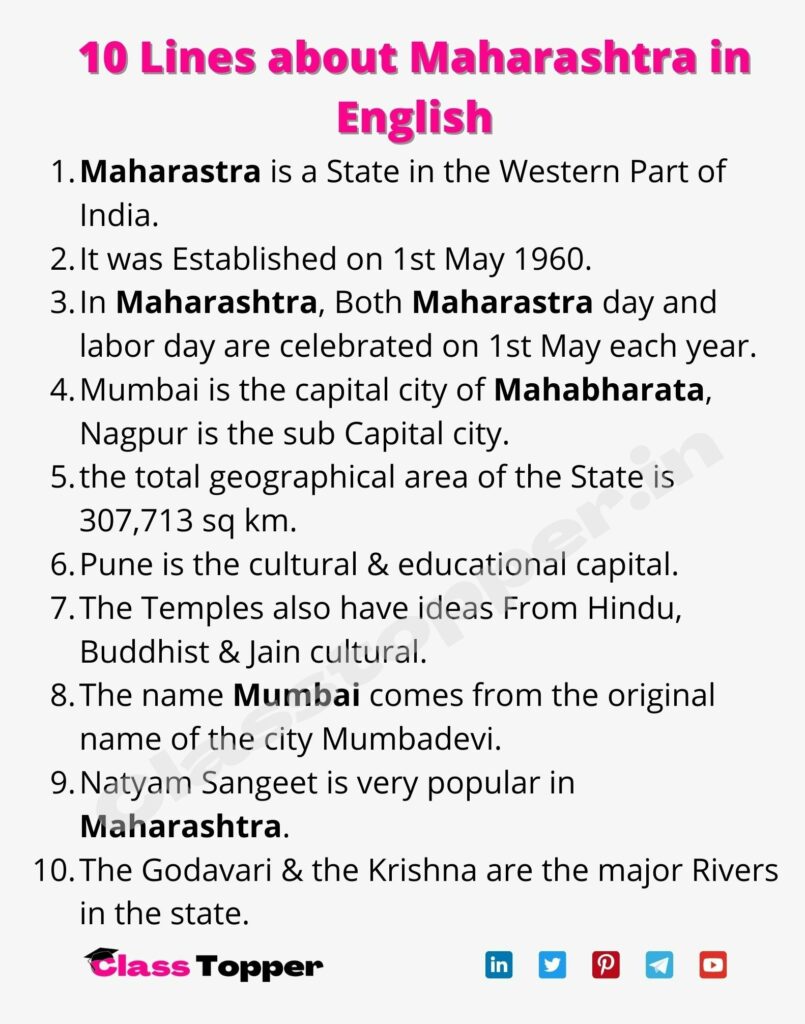 10 Lines about Maharashtra in English