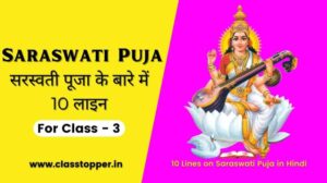 10 Lines on Saraswati Puja in Hindi For Class 3 Students