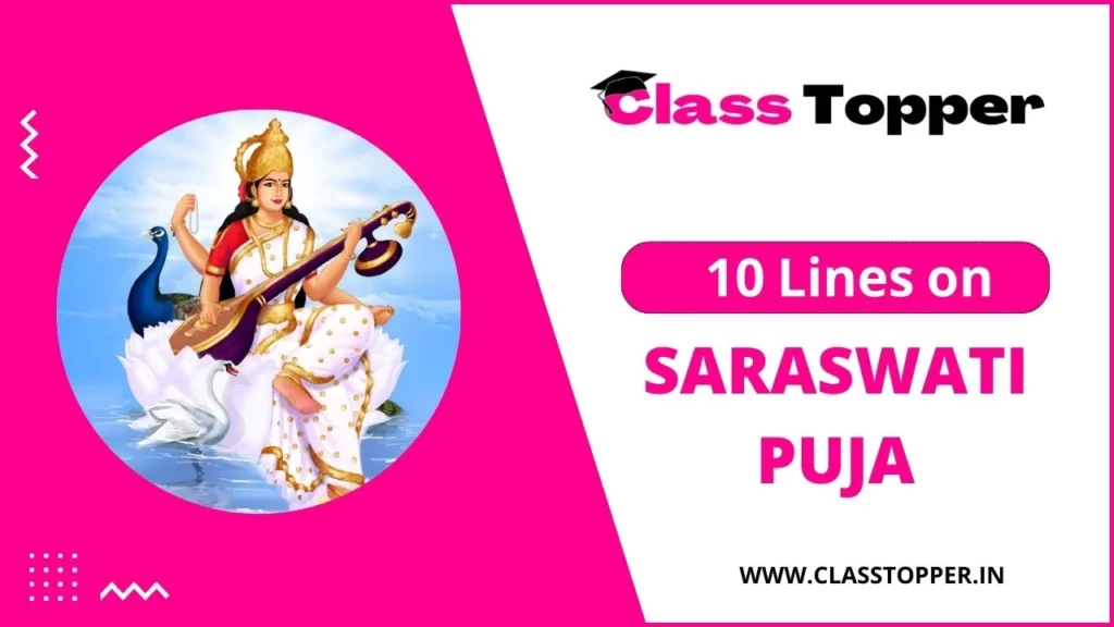 10 Lines on Saraswati Puja in hindi for Class 2
