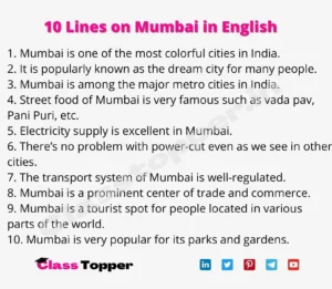 10 Lines on Mumbai in English