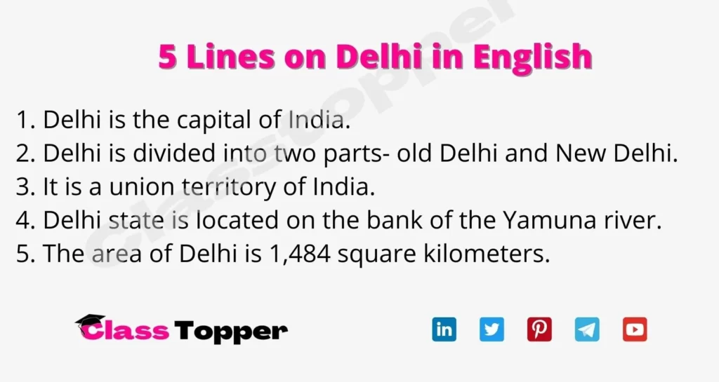 5 Lines on Delhi in English