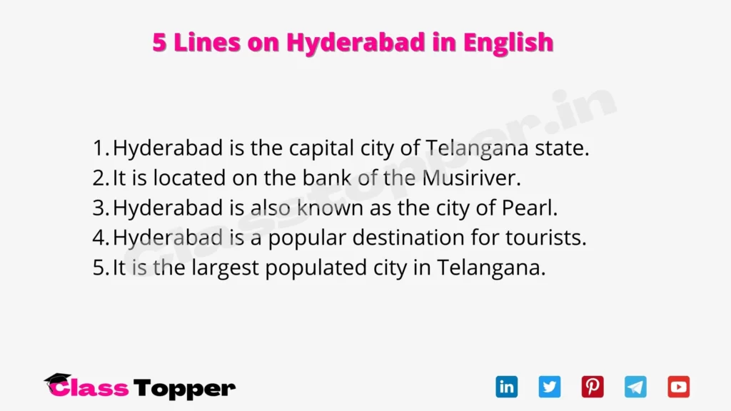 5 Lines on Hyderabad in English