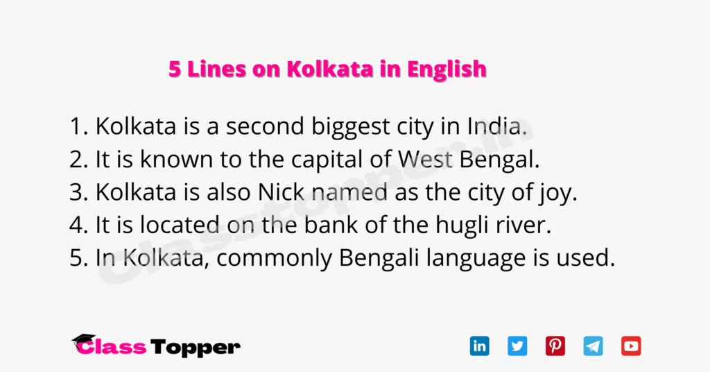 5 Lines on Kolkata in English