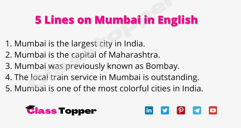 5 Lines on Mumbai in English