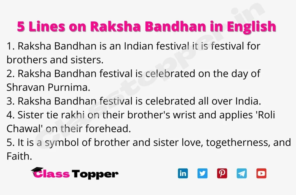 5 Lines on Raksha Bandhan in English