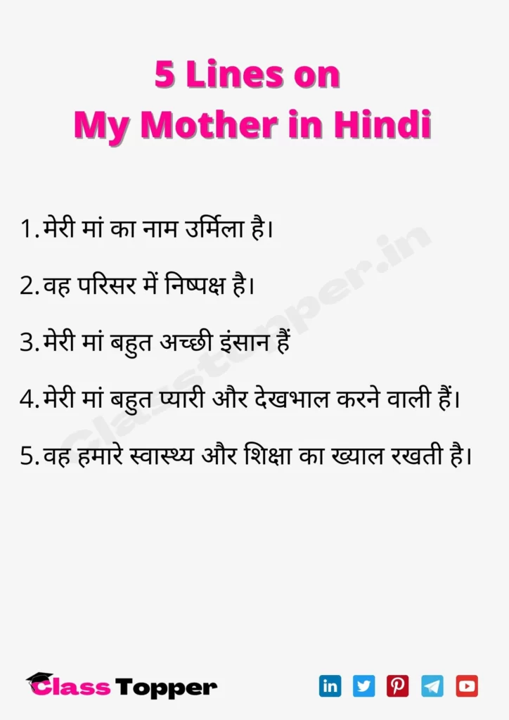 my mother essay in hindi 10 lines
